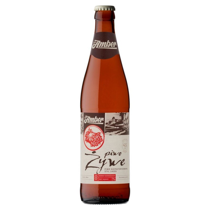 Piwo Żywe jasne niepasteryzowane alk. 6.2% obj. Amber 500 ml