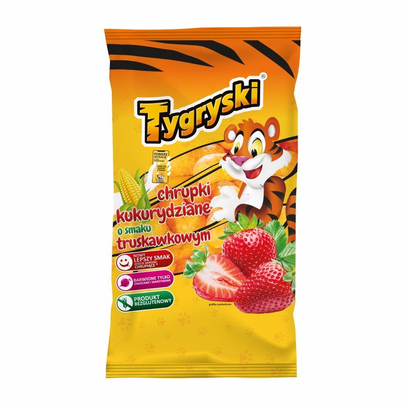 Chrupki kukurydziane o smaku truskawkowym Tygryski 70 g