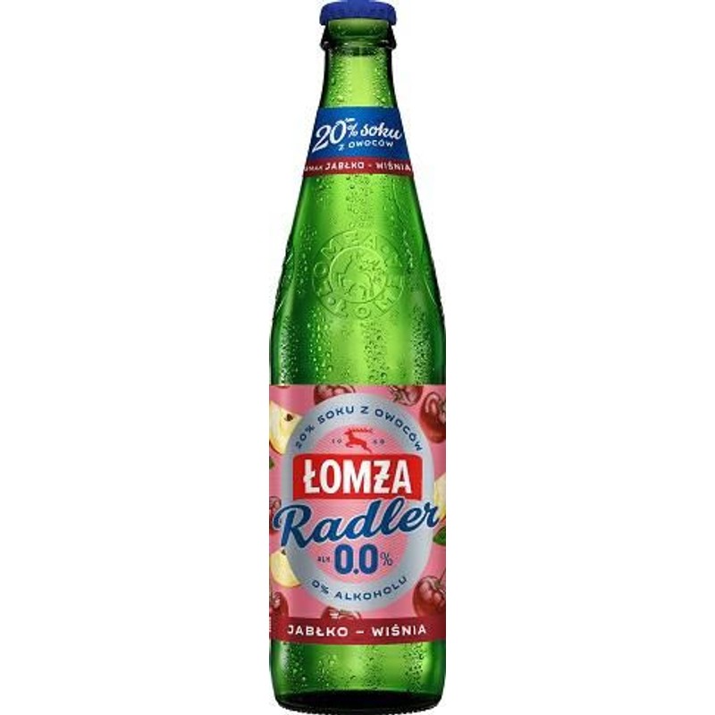 Piwo bezalkoholowe Radler o smaku jabłkowo-wiśniowym alk. 0,0% obj. Łomża 500 ml
