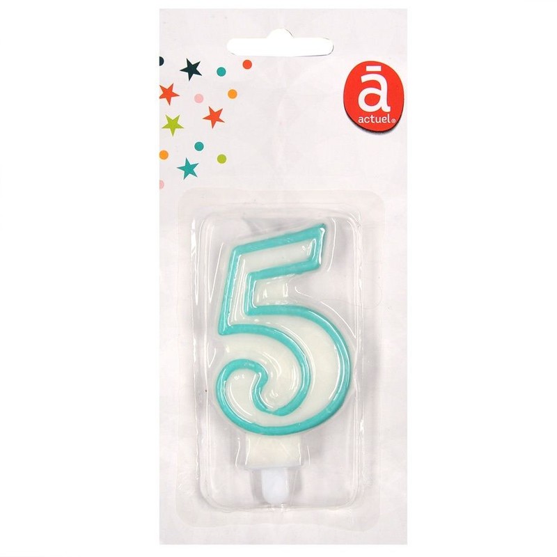 Świeczka urodzinowa "5" 7,5 cm Niebieska Actuel 1 sztuka