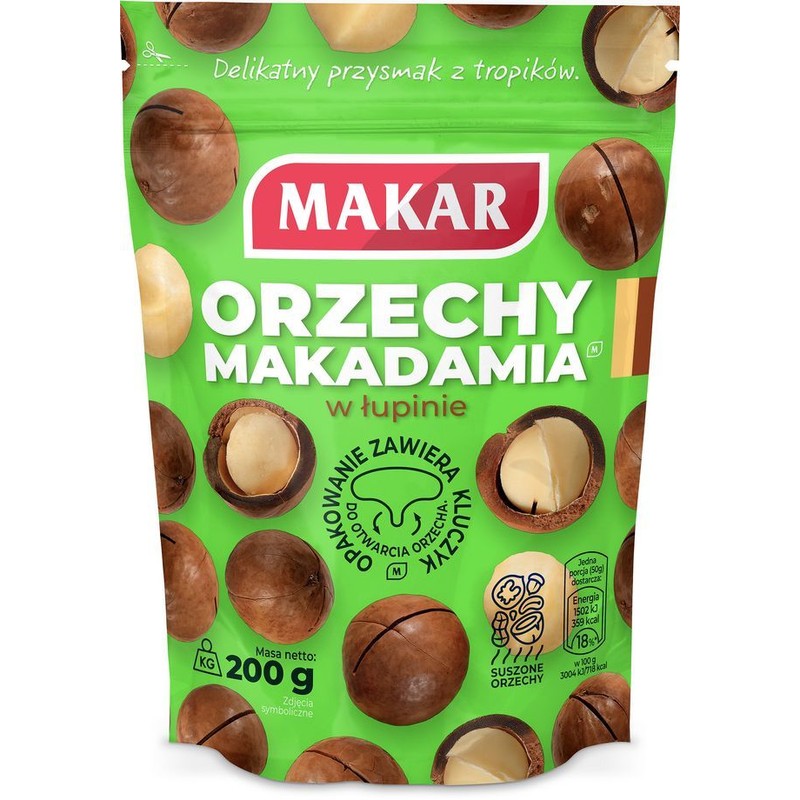 Orzechy Makadamia w łupinie Makar 200 g