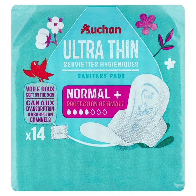 Podpaski ze skrzydełkami Ultra Thin Regular Auchan 14 sztuk
