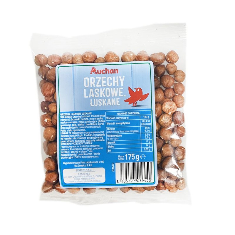 Orzechy laskowe łuskane Auchan 175 g