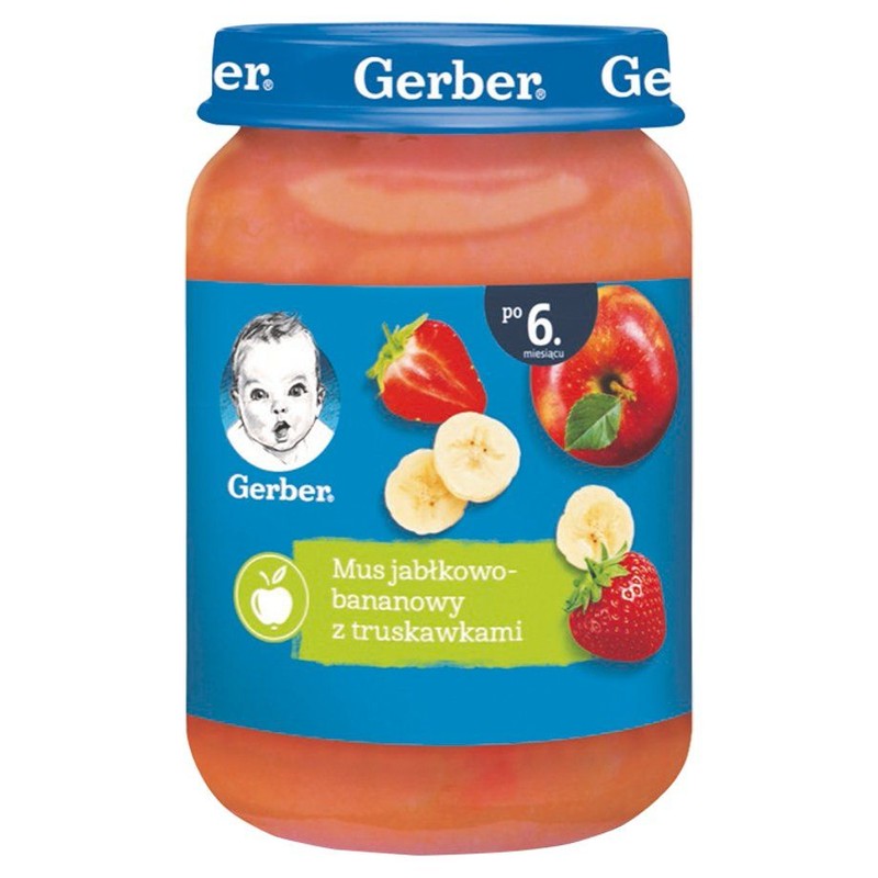 Mus jabłkowo-bananowy z truskawkami po 6 miesiącu Gerber 190 g