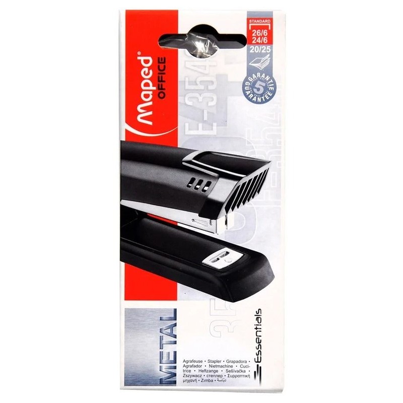Essentials zszywacz metalowy czarny do 25 kartek Maped 1 sztuka