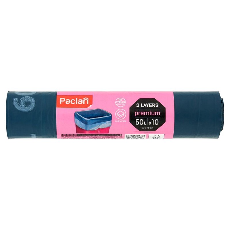 Worki na śmieci. 60L  Paclan 10 szt