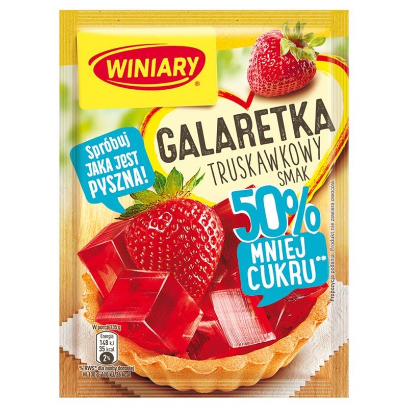 Galaretka o smaku truskawkowym 50% mniej cukru  Winiary 39 g