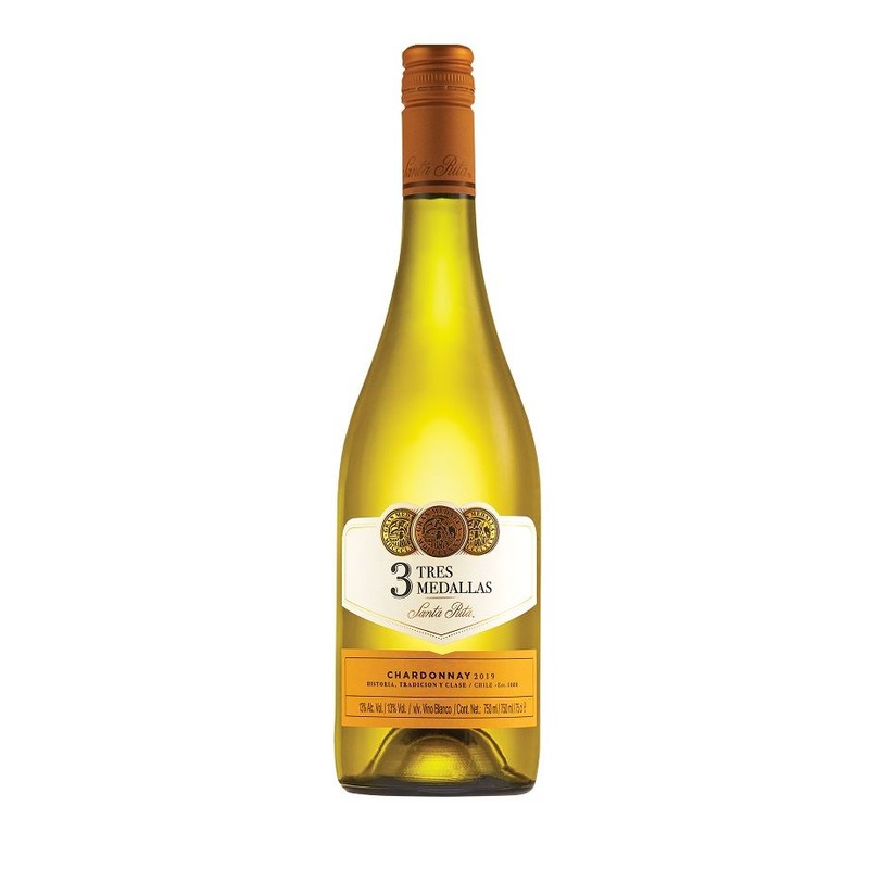 Wino chilijskie białe wytrawne Tres Medallas alk. 12,5% obj. Santa Rita 750 ml