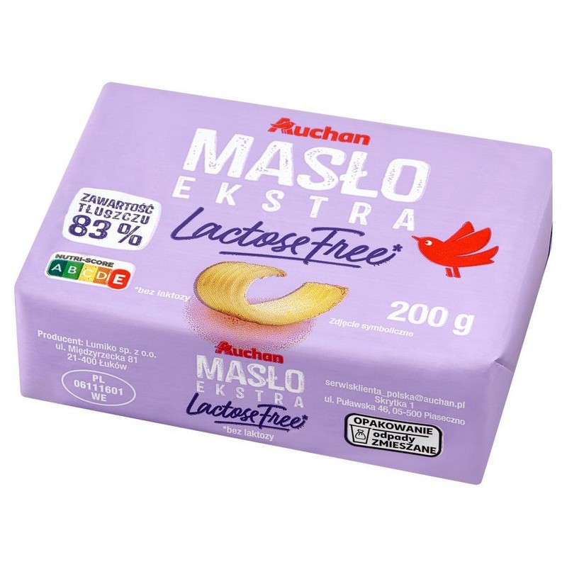 Masło ekstra bez laktozy Auchan 200 g