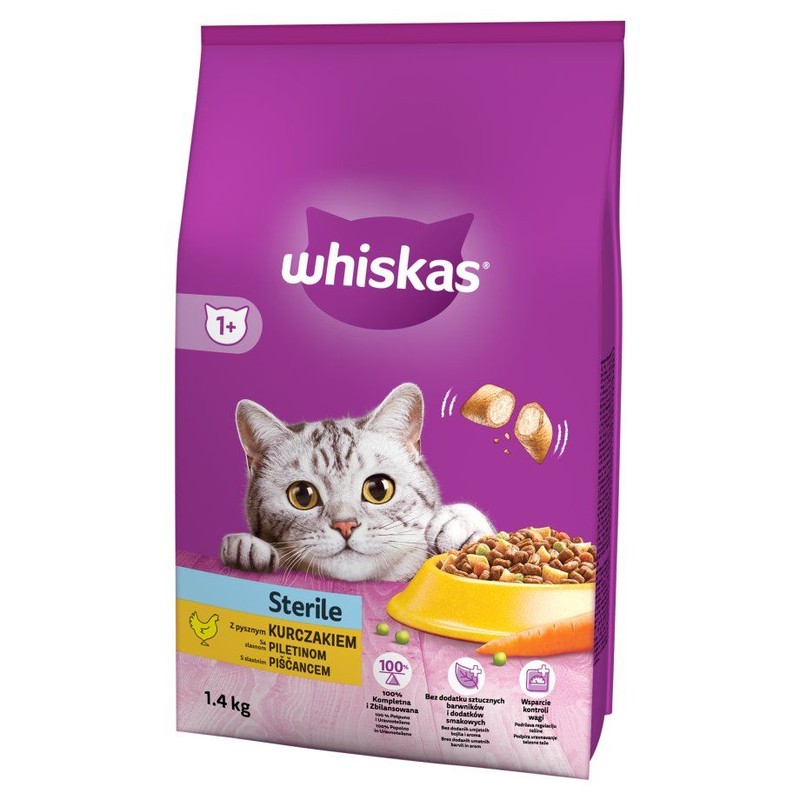 Karma dla sterylizowanych kotów z kurczakiem  Whiskas 1,4 kg