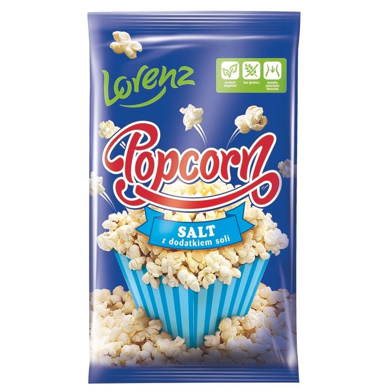 Popcorn z dodatkiem soli do przyrządzania w kuchence mikrofalowej Lorenz 90 g