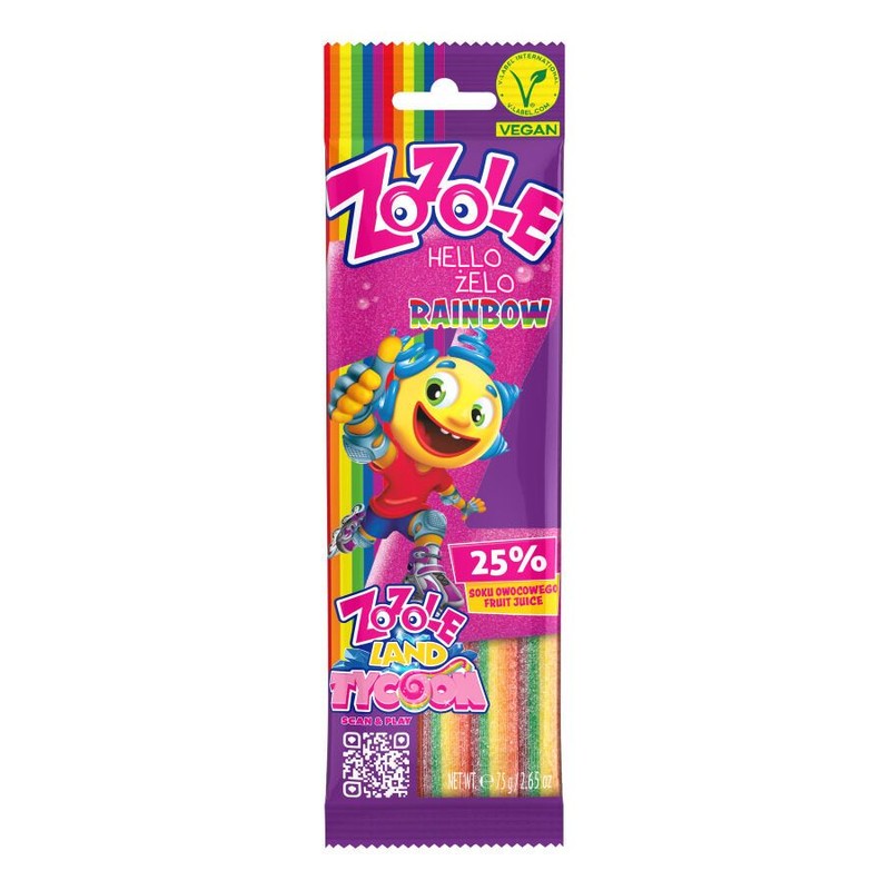Tęczowe żelki super kwaśne Zozole 75 g