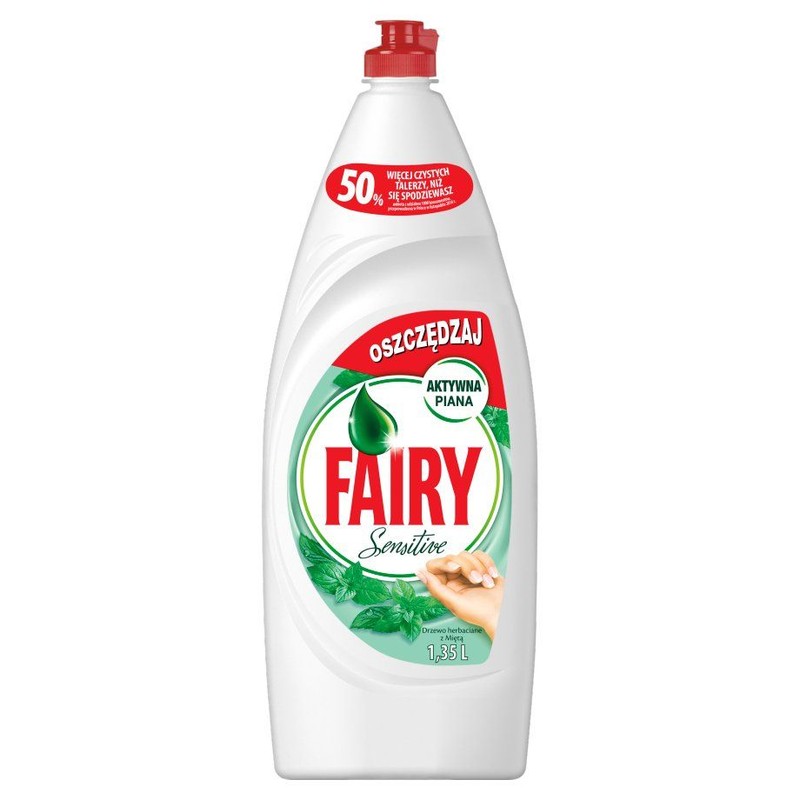 Płyn do mycia naczyń Sensitive drzewo herbaciane z miętą FAIRY 1,35 l