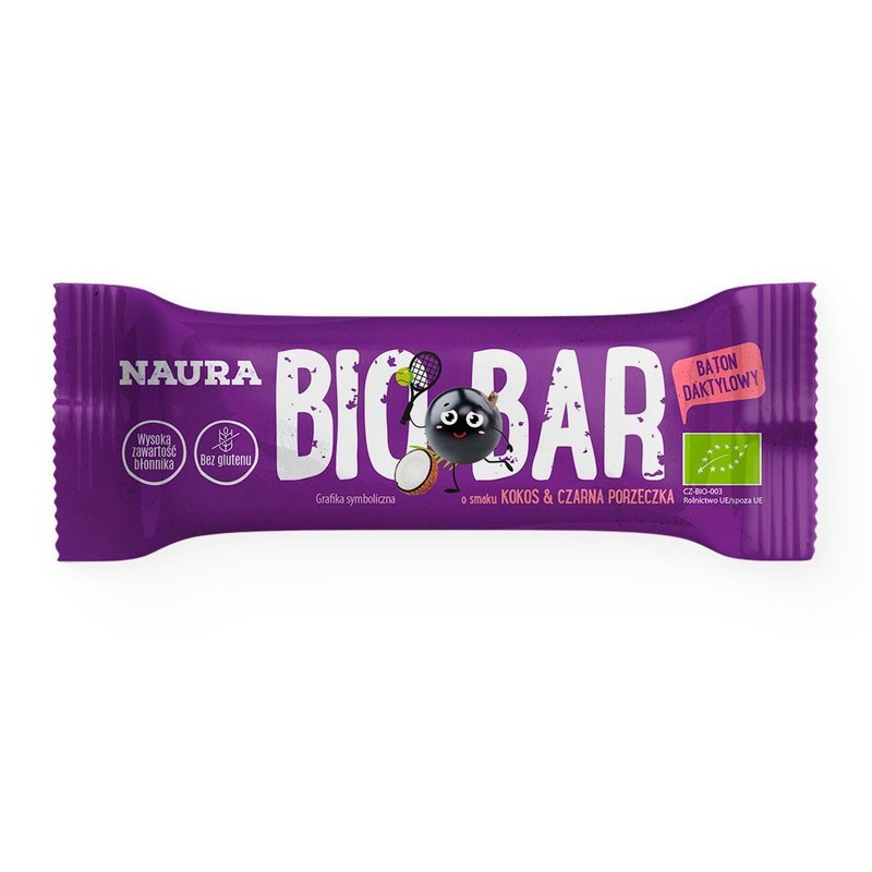 BIO Baton daktylowy o smaku kokos & czarna porzeczka Naura 35 g