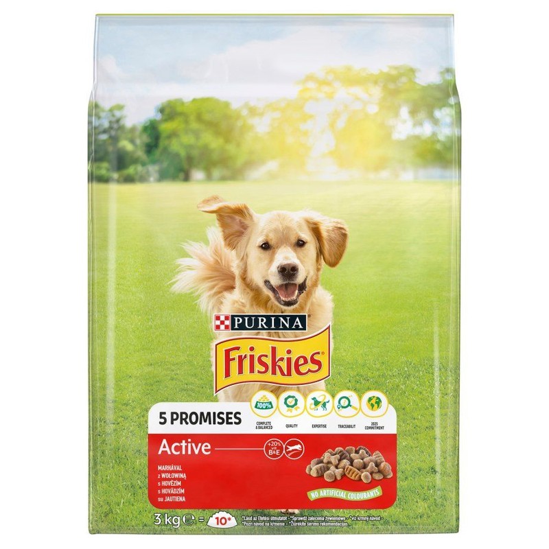 Sucha karma dla psa Active z wołowiną  Friskies 3 kg