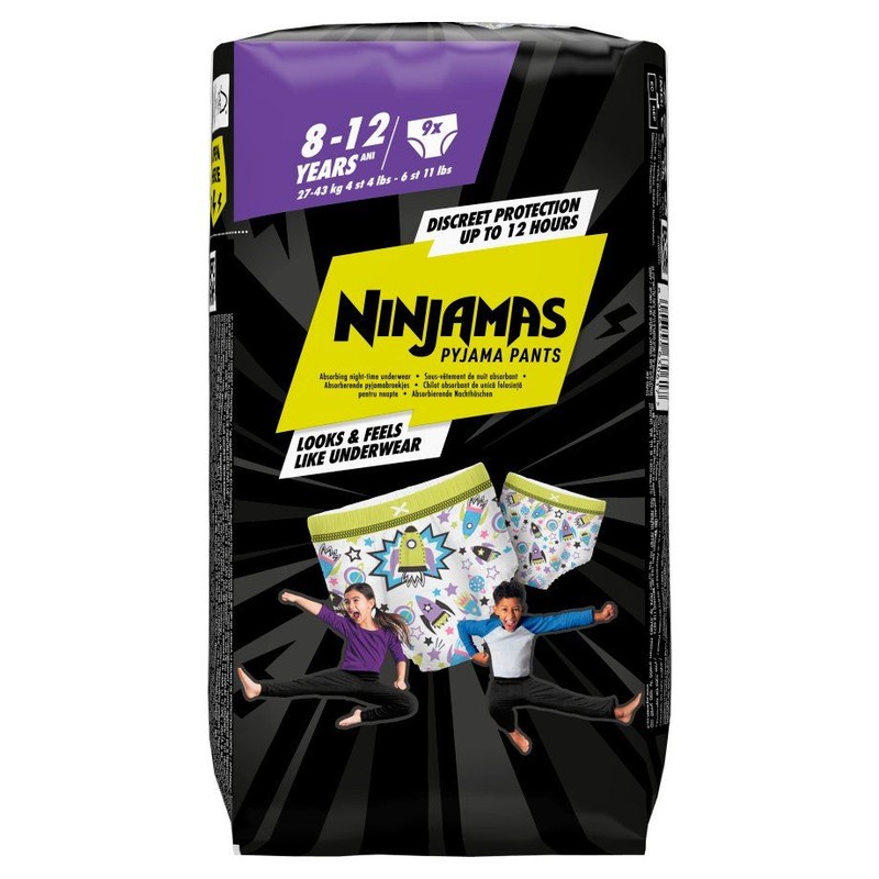 Pieluchomajtki w statki kosmiczne 8-12 lat 27kg-43kg Ninjamas 9 sztuk