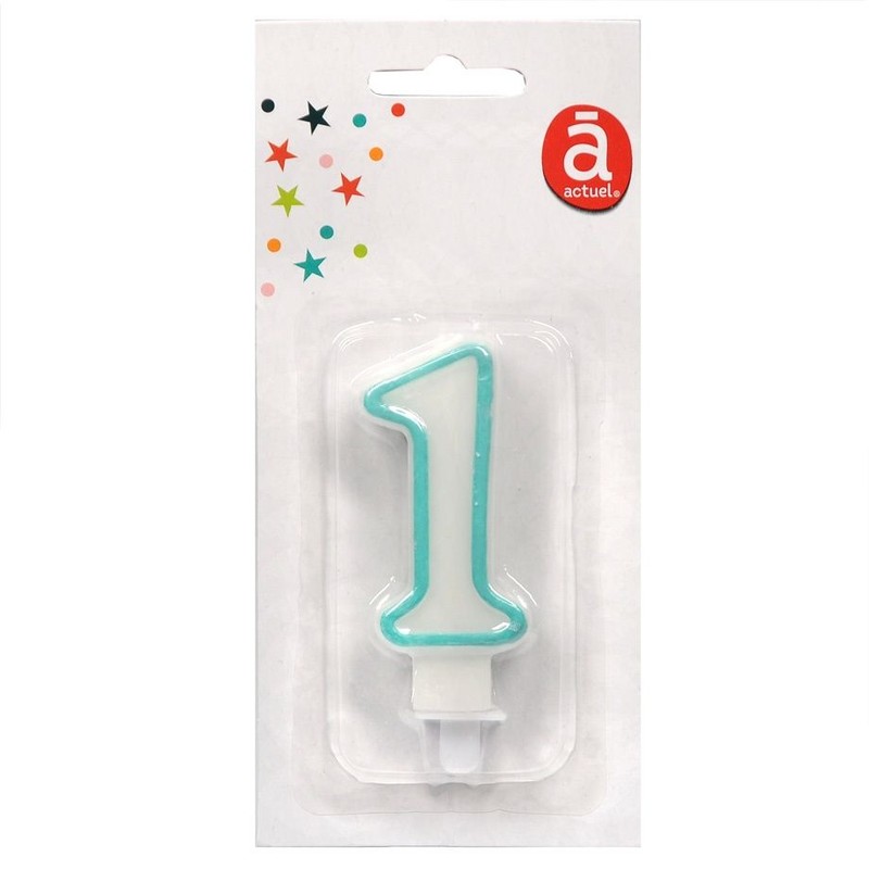 Świeczka urodzinowa "1" 7,5 cm Niebieska Actuel 1 sztuka