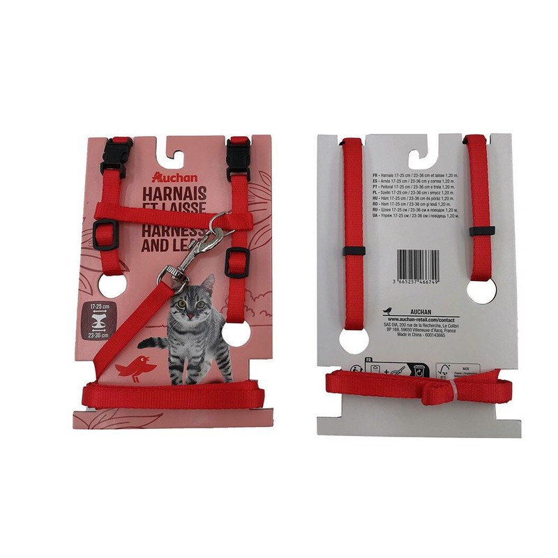 Szelki i smycz 120 cm Auchan 1 sztuka