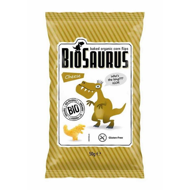 BIO Ekologiczne pieczone chrupki kukurydziane o smaku serowym BioSaurus 50 g
