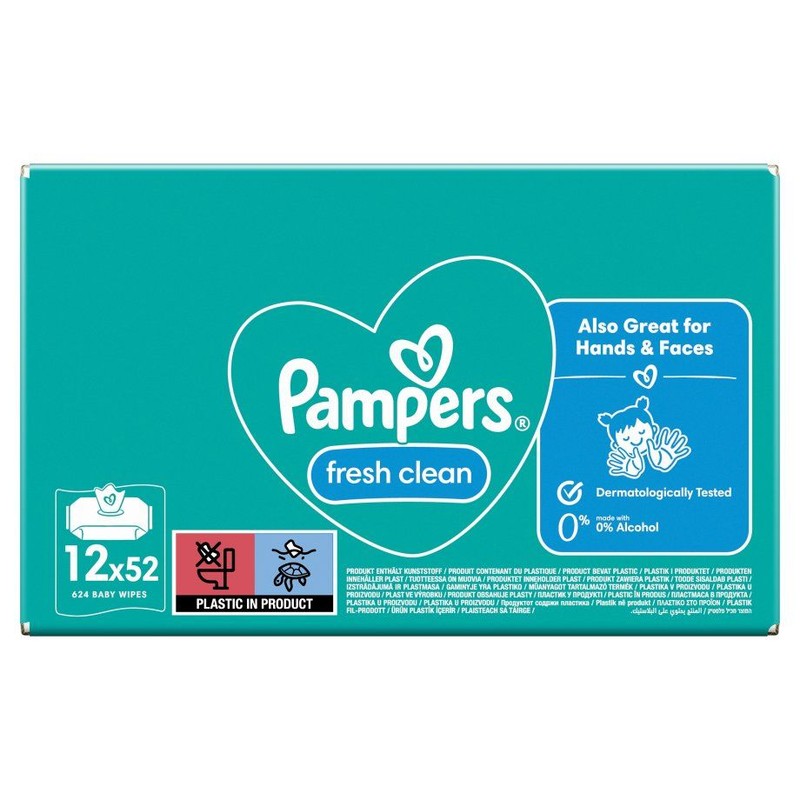 Chusteczki pielęgnacyjne nawilżane Pampers 12 x 52 sztuki