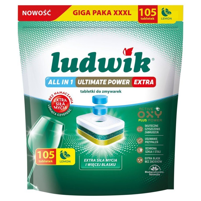 Tabletki do zmywarek All in 1 Ultimate Power Extra Lemon   Ludwik 105  tabletek