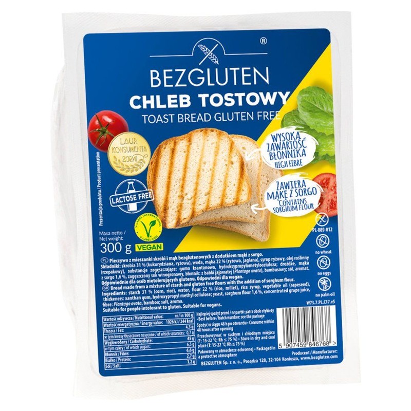 Chleb tostowy bezglutenowy Bezgluten 300 g