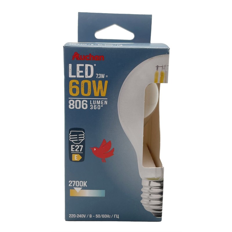 Żarówka LED E27 60W standard ciepła Auchan 1 sztuka
