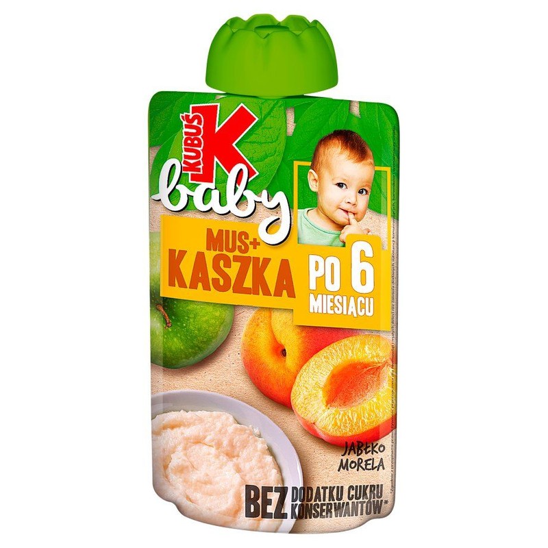 Mus + kaszka jabłko morela po 6 miesiącu Kubuś 100 g