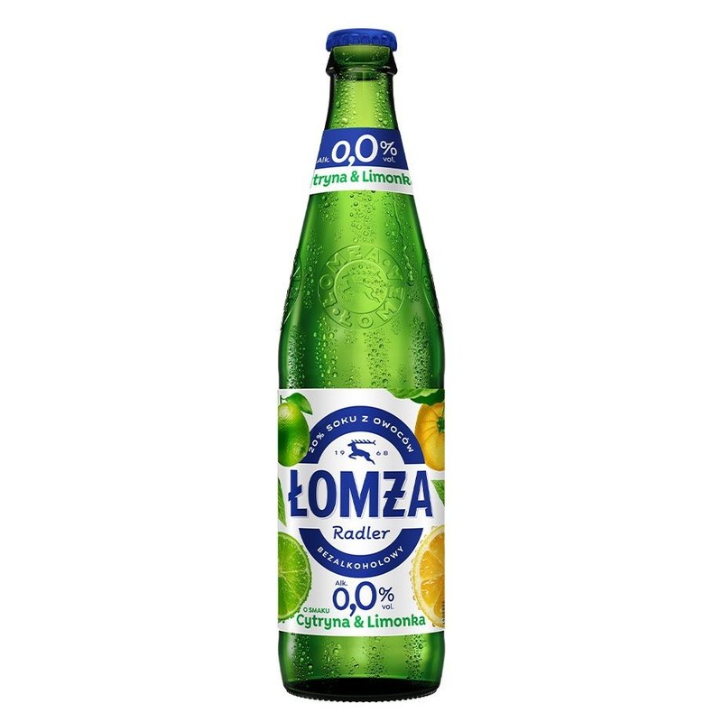 Piwo bezalkoholowe Radler o smaku cytrynowo-limonkowym alk. 0,0% obj. Łomża 500 ml