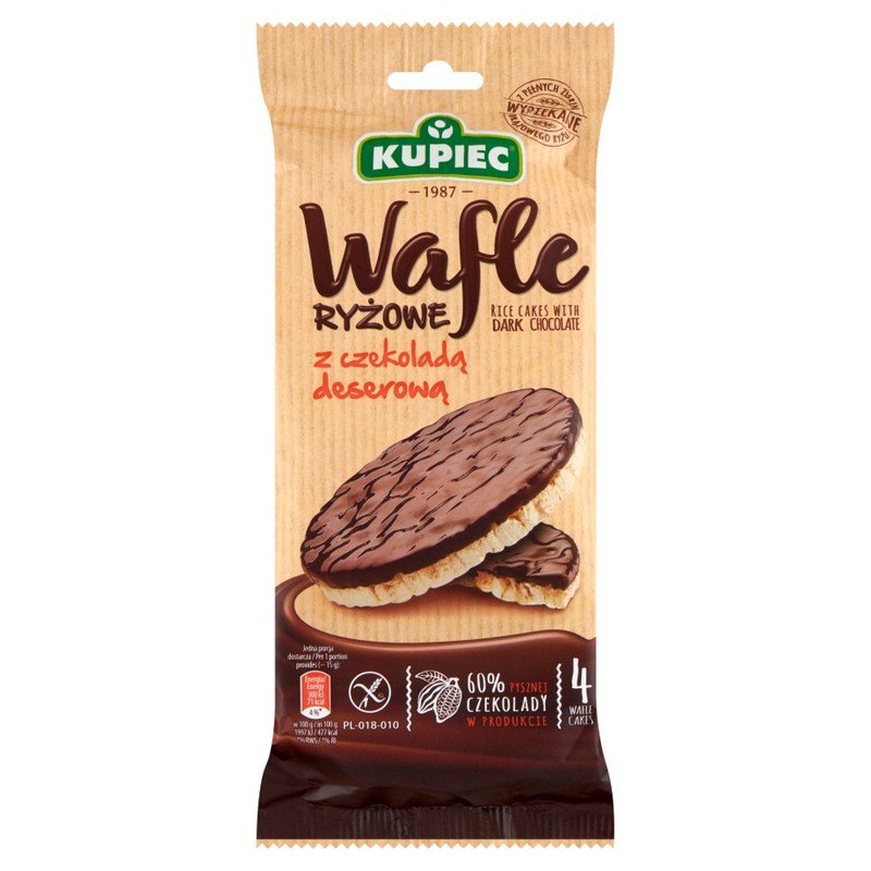 Wafle ryżowe z belgijską czekoladą deserową Kupiec 60 g