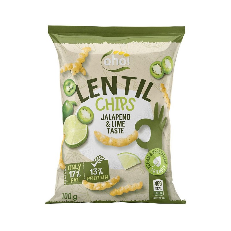 Chipsy z soczewicy z jalapeno i limonką oho! 100 g