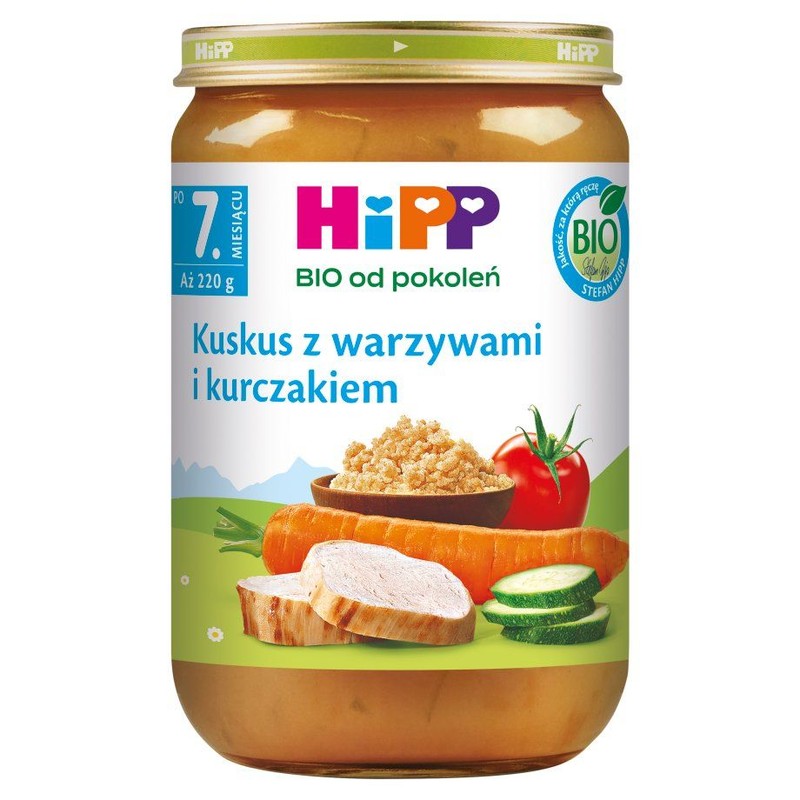 BIO Kuskus z warzywami i kurczakiem po 7. miesiącu HiPP 220 g