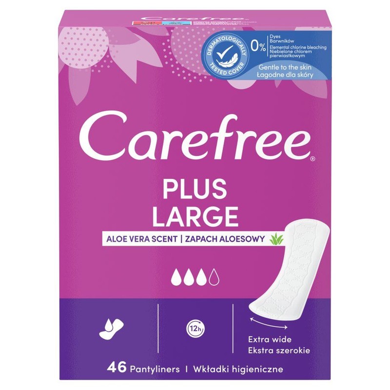 Wkładki higieniczne Plus Large zapach aloesowy Carefree 46 sztuk