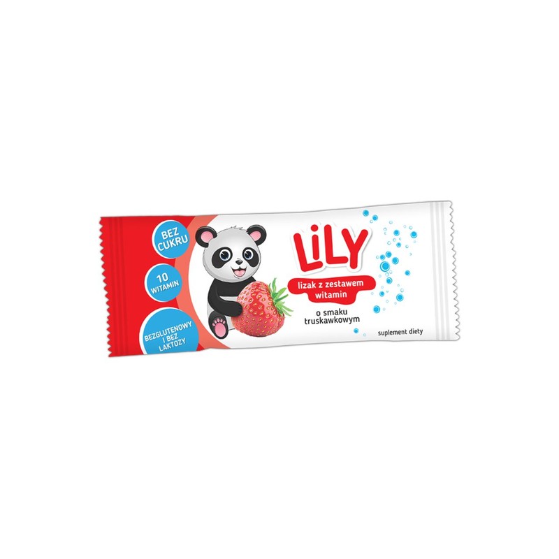 Lizak z zestawem witamin o smaku truskawkowym Lily Candy 8 g