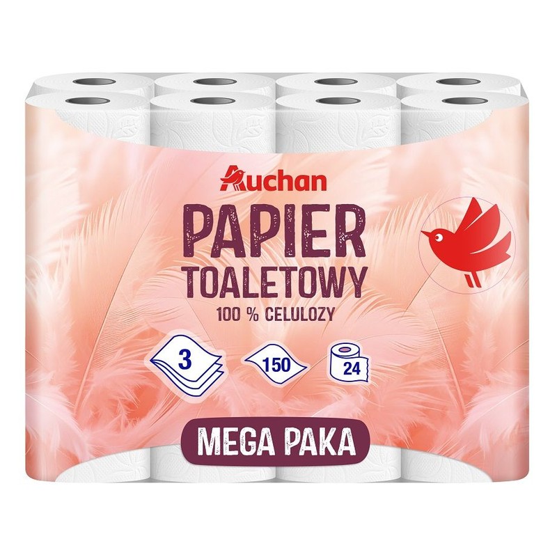 Papier toaletowy 3 warstwowy Auchan 24 rolki