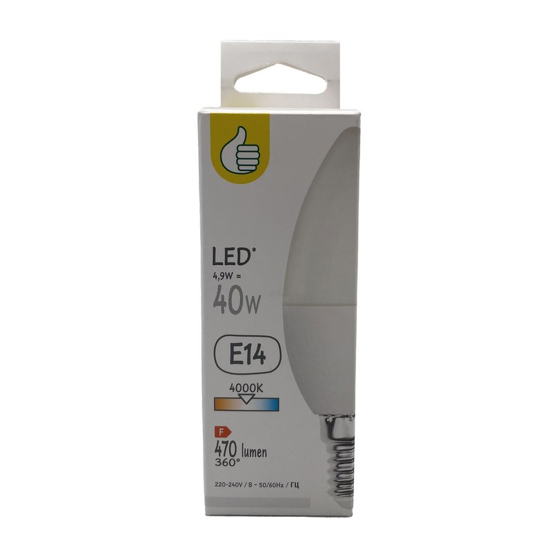 Żarówka świeczka LED E14 40W zimna Auchan 1 sztuka