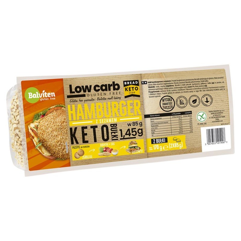 Keto Bułki hamburgerowe z sezamem Balviten  2 x 85 g