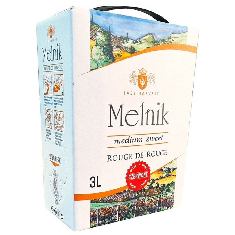 Wino czerwone półsłodkie MELNIK 3 l