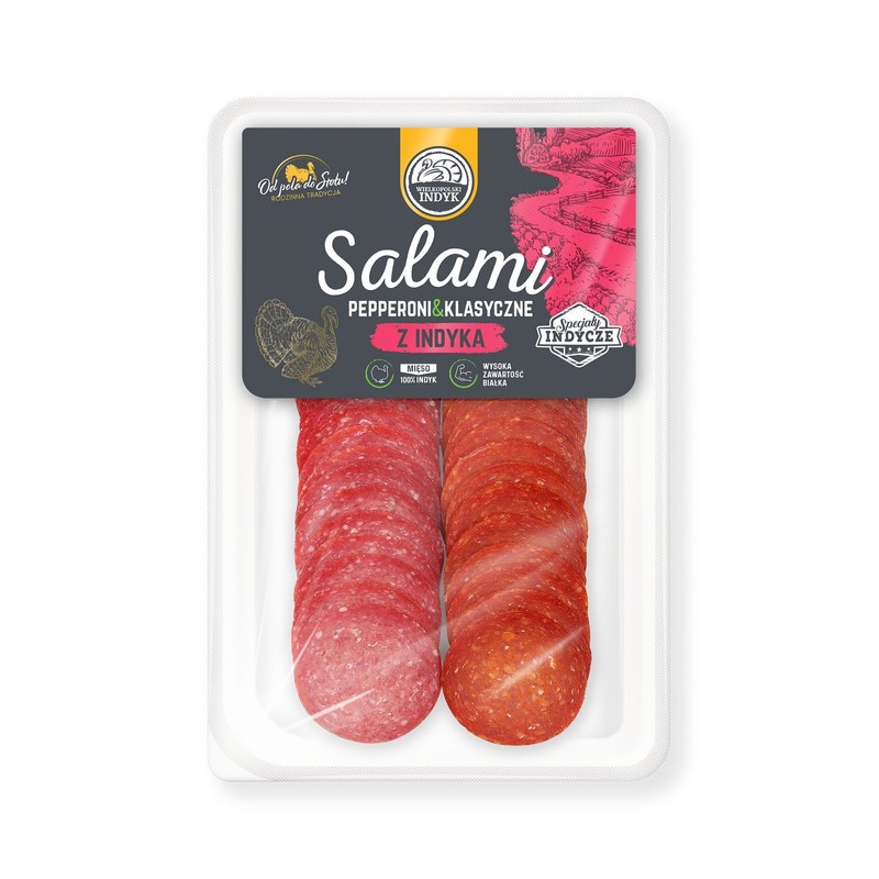 Salami z indyka pepperoni & klasyczne Wielkopolski Indyk 80 g