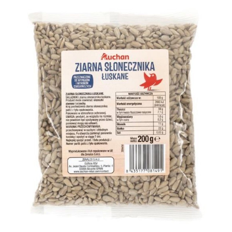 Ziarna słonecznika łuskane Auchan 200 g