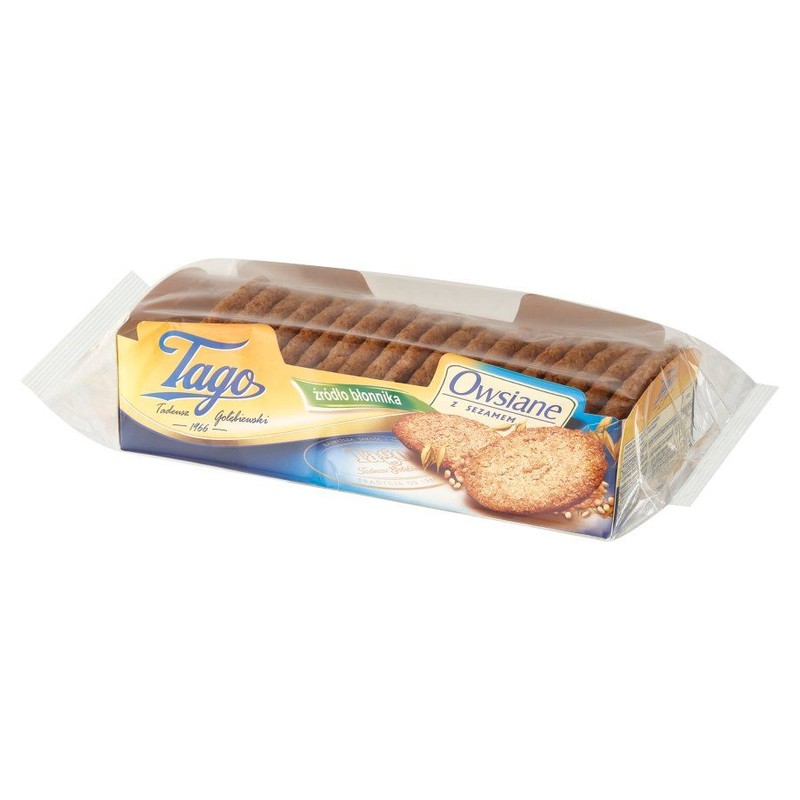 Ciasteczka owsiane z sezamem i błonnikiem Tago 185 g