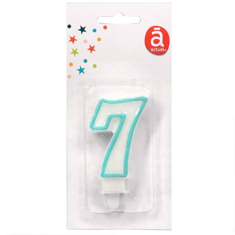 Świeczka urodzinowa "7" 7,5 cm Niebieska Actuel 1 sztuka
