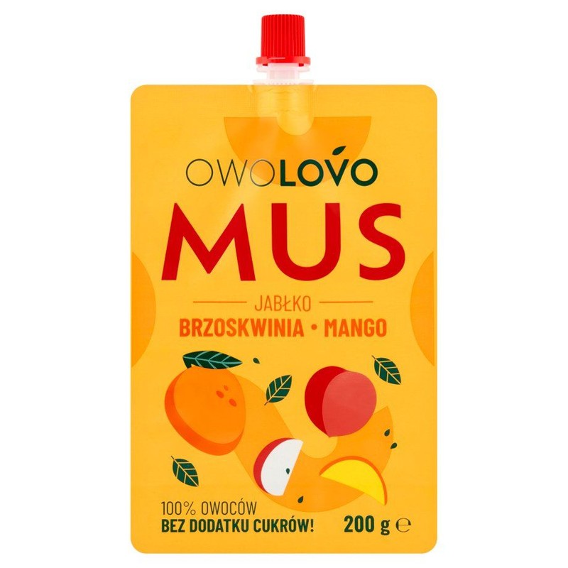 Mus owocowy o smaku jabłko brzoskwinia mango Owolovo 200 g