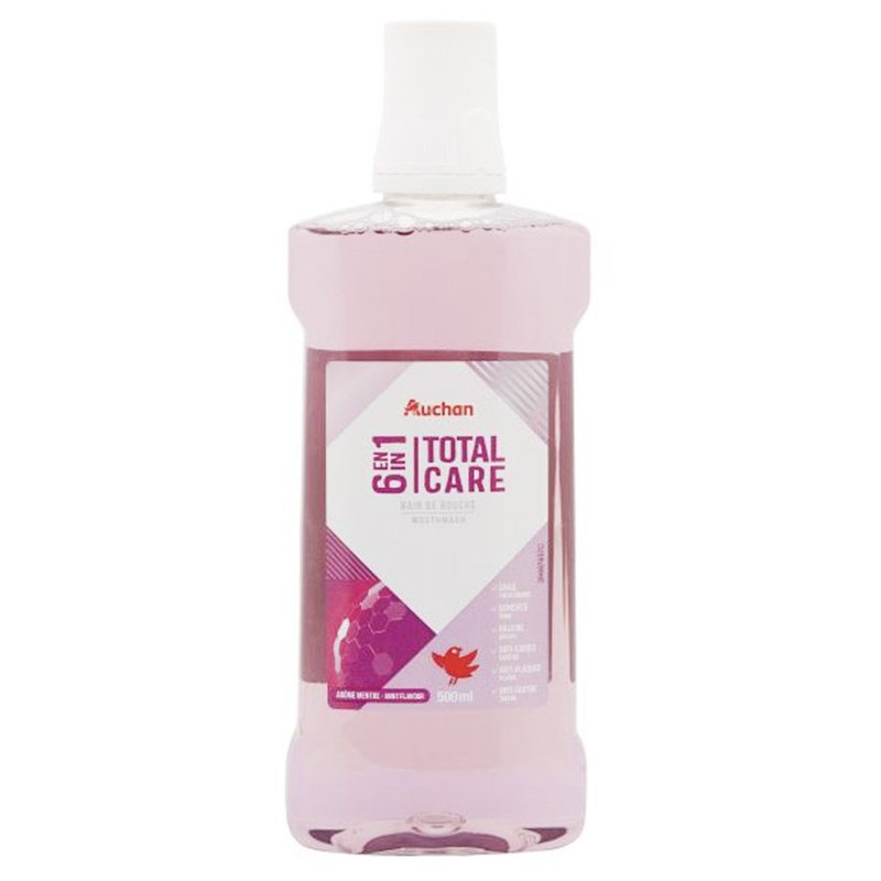 Płyn do płukania jamy ustnej pełna ochrona 6w1 Auchan 500 ml
