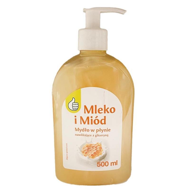 Mydło w płynie nawilżające z gliceryną Mleko i miód Auchan 500 ml