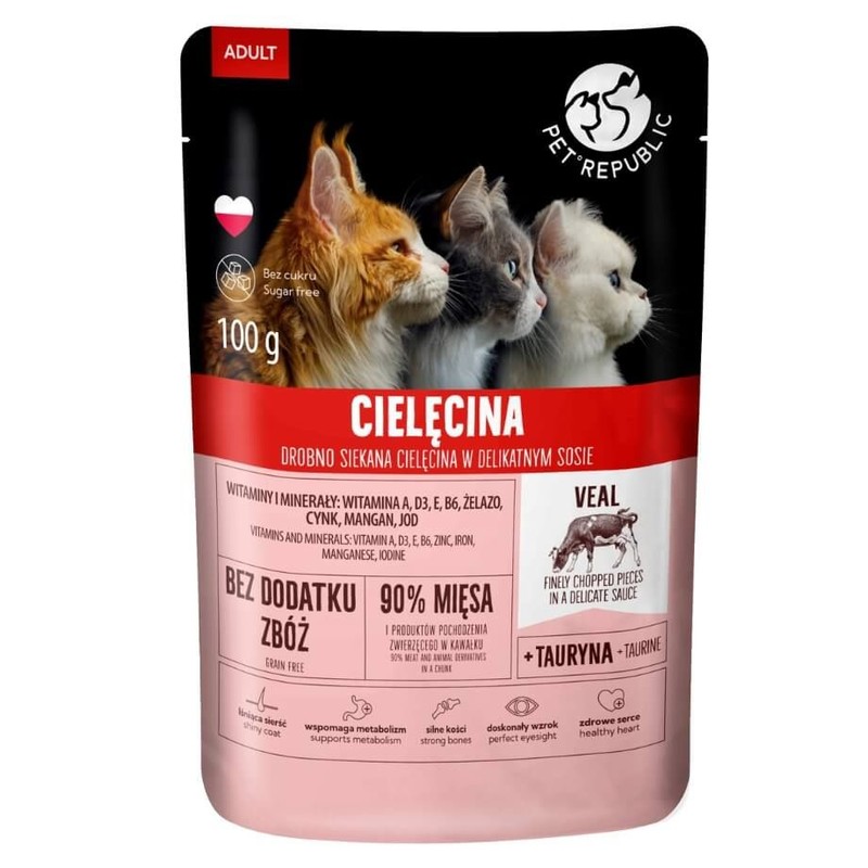 Karma mokra dla kotów z cielęciną  Pet Republic 100 g