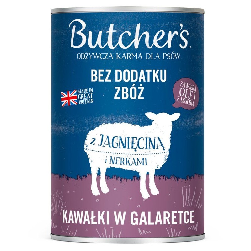 Karma mokra dla psów z jagnięciną w galaretce Butcher's 400 g