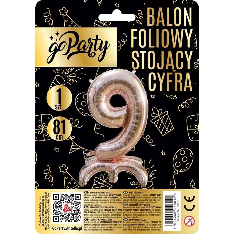 Balon foliowy stojący cyfra 9  GoParty 1 sztuka