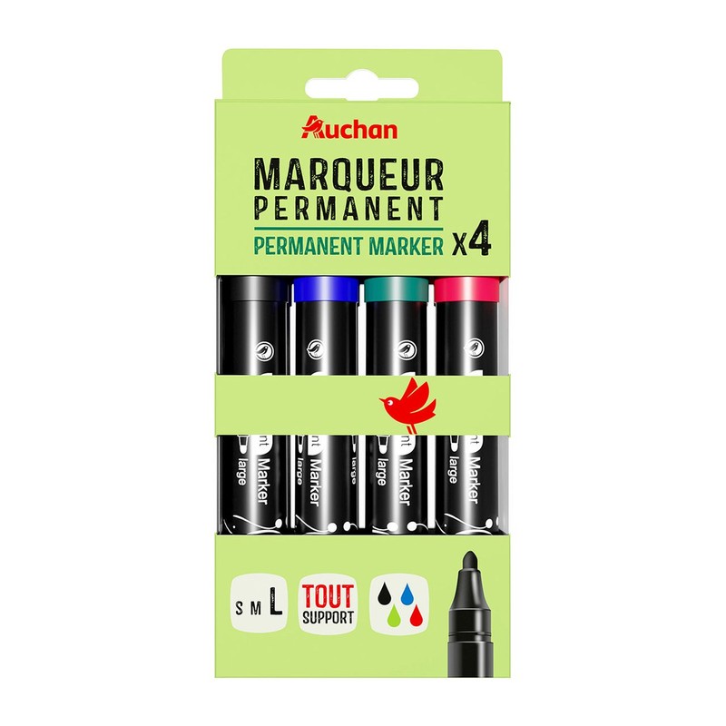 Marker permanentny 4 kolory Auchan 4 sztuki