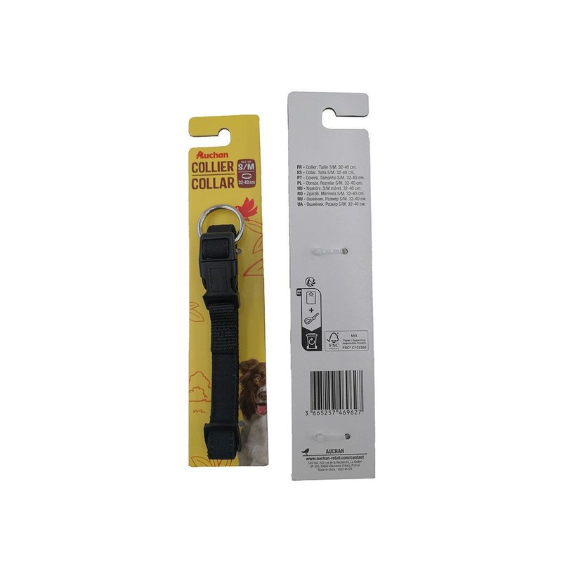 Obroża 1.5 cm x 32-40 cm czarna Auchan 1 sztuka